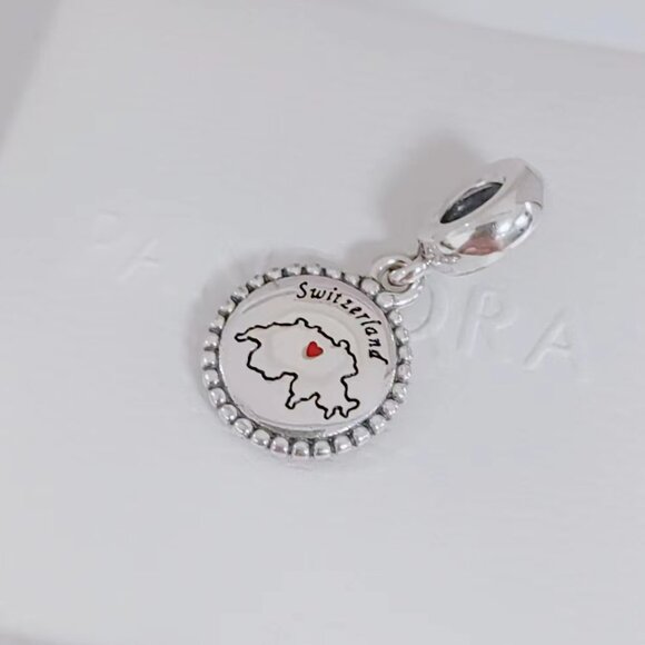 Pandora Switzerland Map Dangle Charm Exclusive Travel Pendant S925 Silver - Picture 4 of 6